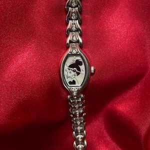 Tinker Bell Disney watch, silver with crystals.